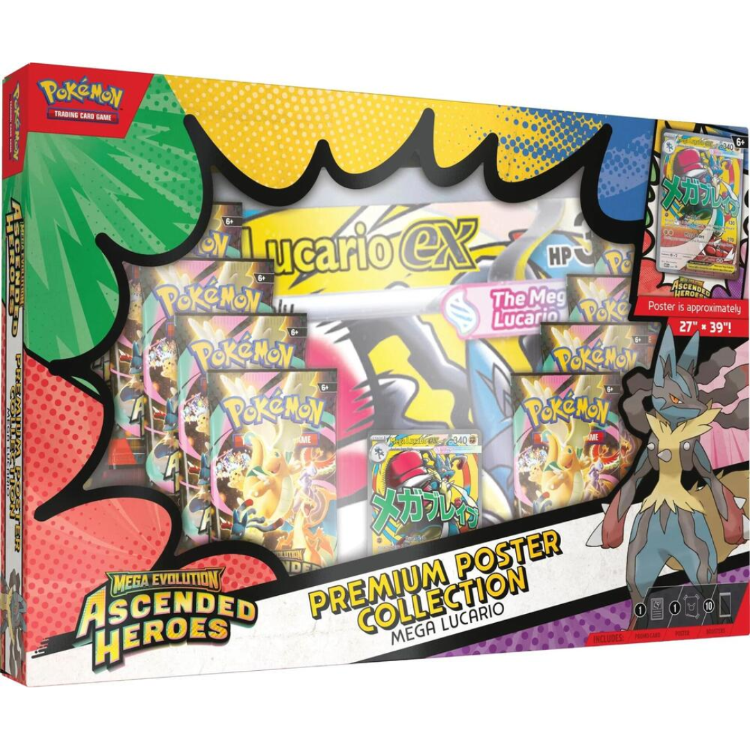 Mega Evolution Ascended Heroes Premium Poster Collection Lucario Pokémon TCG sealed product