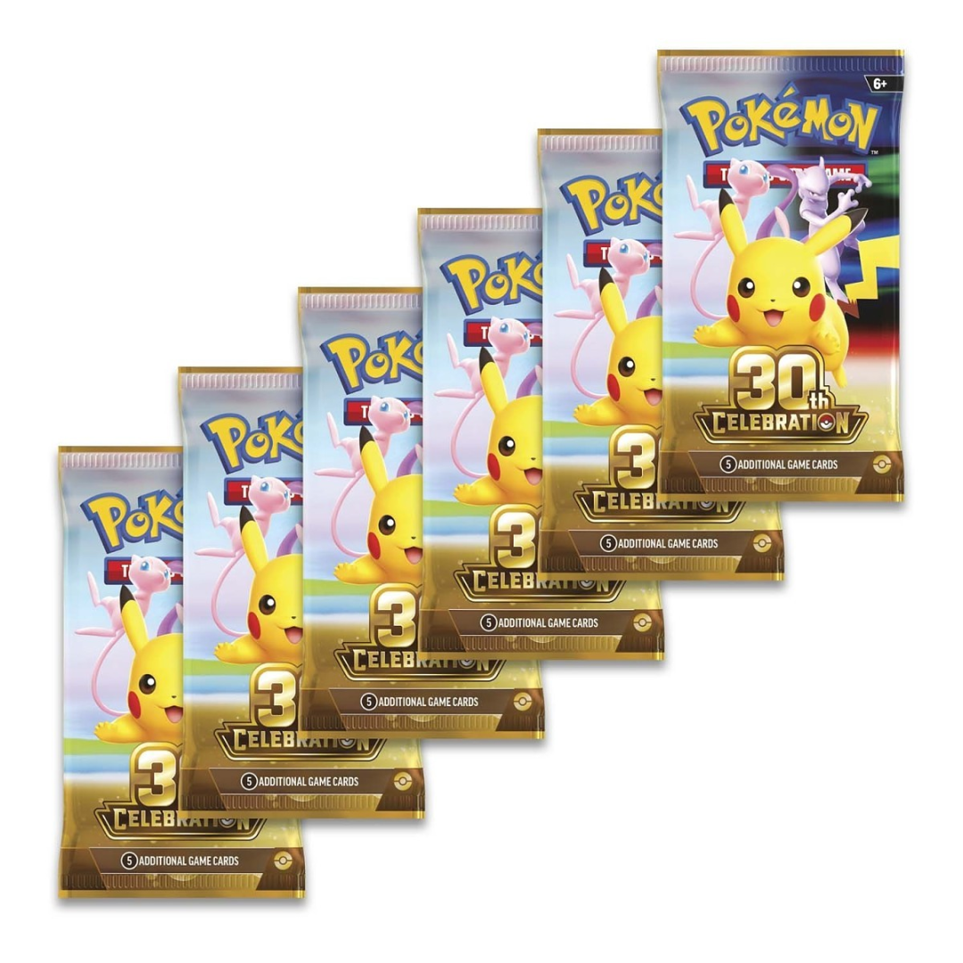 Six Pokémon TCG 30th Celebration booster packs included in the Booster Bundle