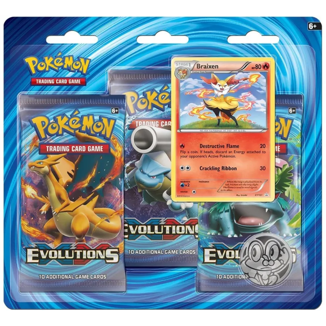 Buy Pokémon XY Evolutions Braixen Triple Blister Pack Online at My TCG with competitive pricing and fast shipping