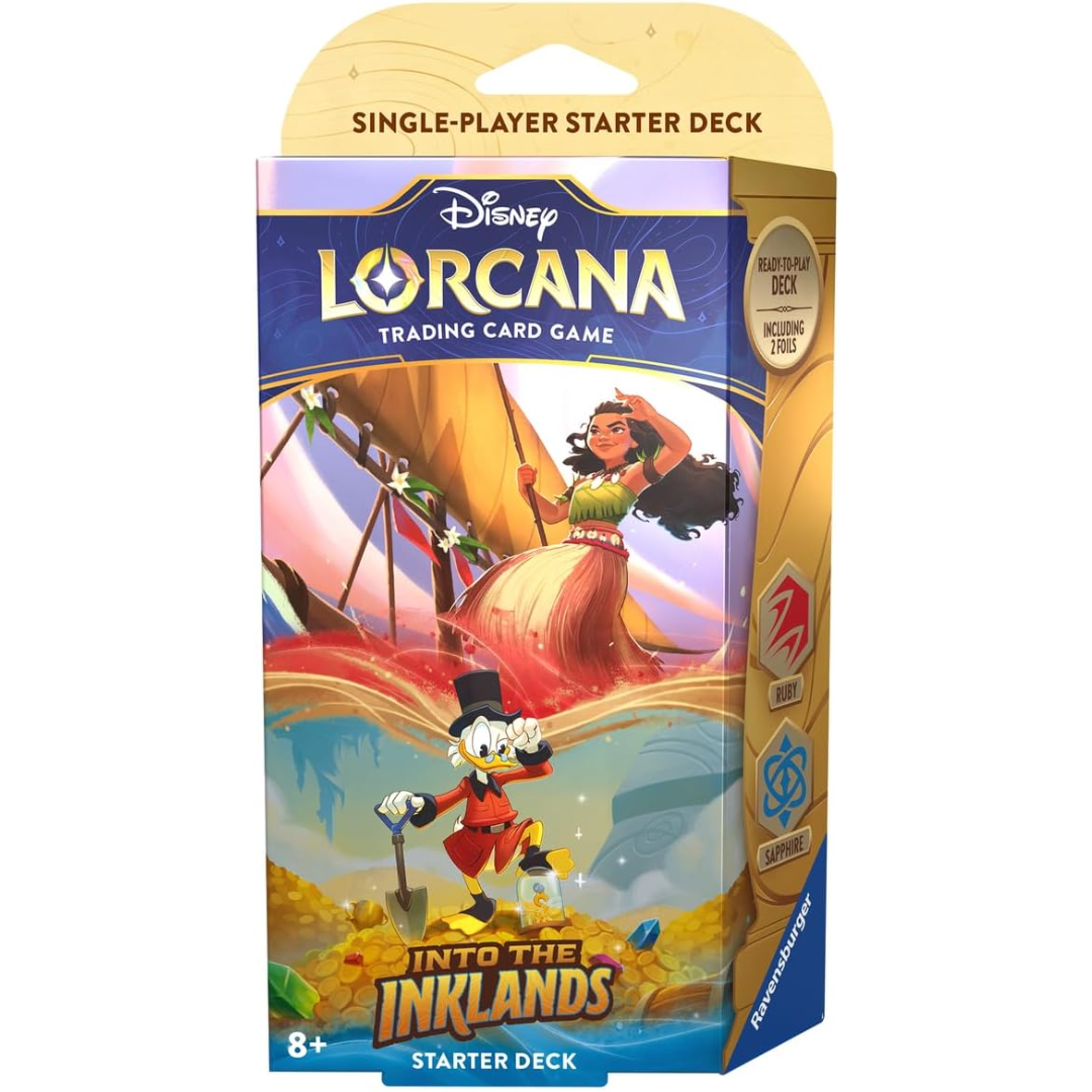 Disney Lorcana Into the Inklands Moana and Scrooge McDuck Ruby and Sapphire Starter Deck