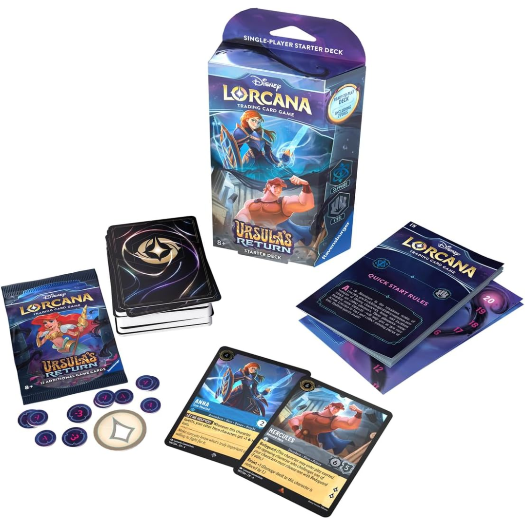 Disney Lorcana Ursula's Return Anna and Hercules Starter Deck contents