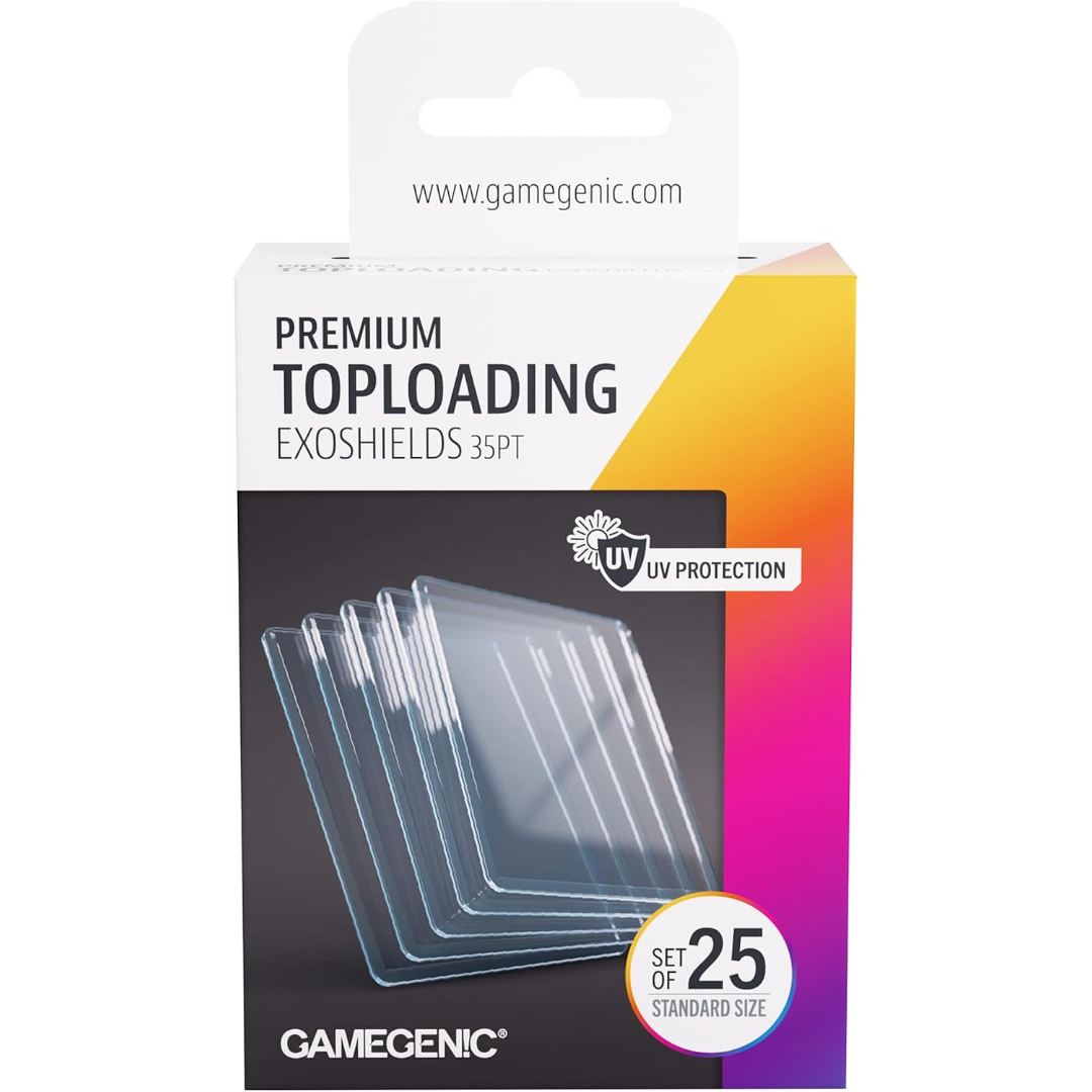 Front view of Gamegenic Premium Toploading Exoshields 35pt pack of 25