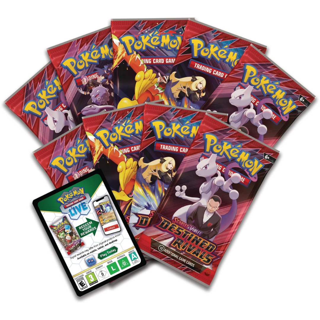 Destined Rivals Elite Trainer Box booster packs and Pokémon TCG Live code card