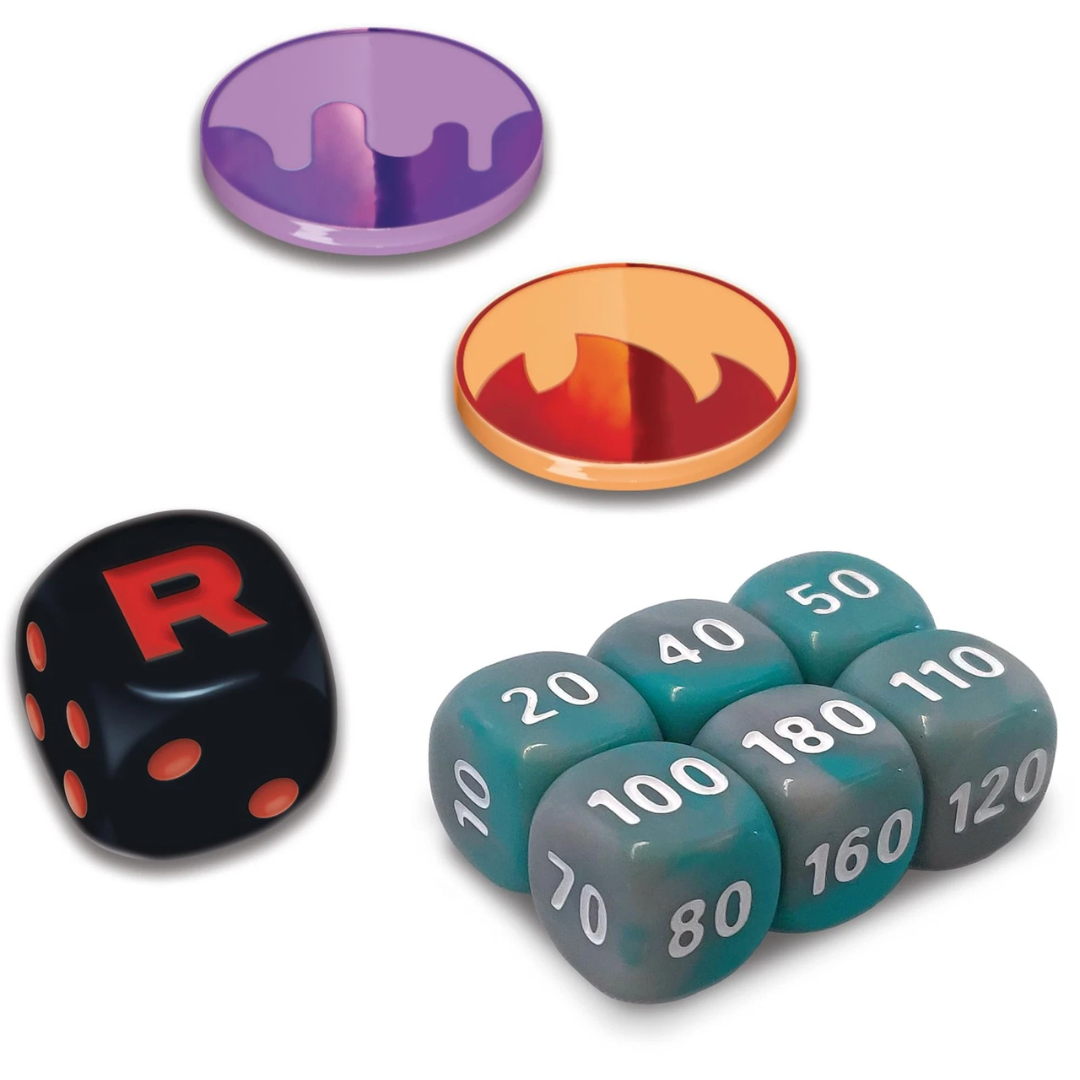 Destined Rivals Elite Trainer Box damage dice, coin-flip die and condition markers
