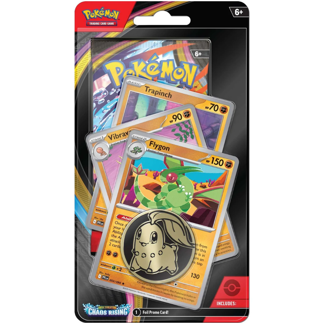 Pokémon TCG Mega Evolution Chaos Rising Premium Checklane Blister with Trapinch Vibrava and Flygon