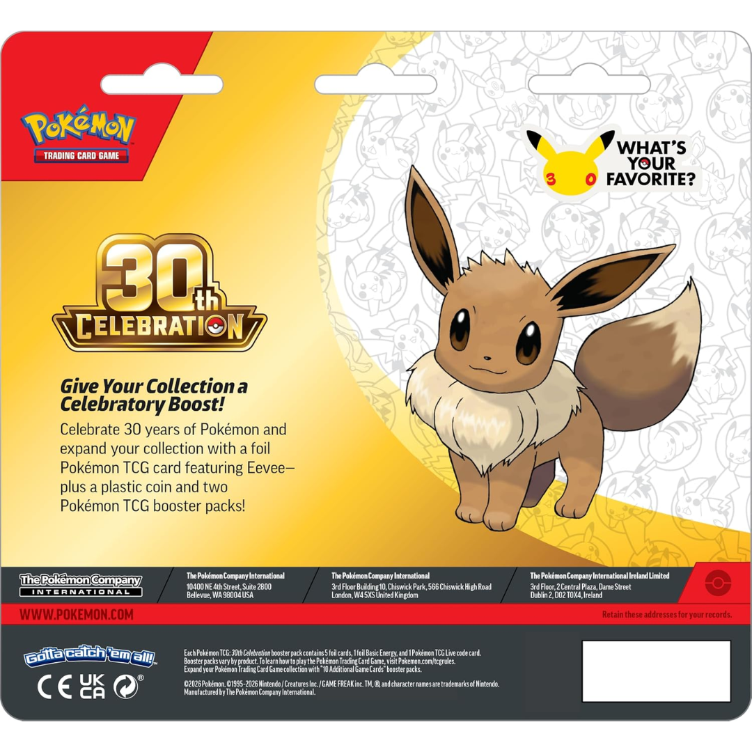 Back of Pokémon TCG 30th Celebration 2-Pack Blister packaging