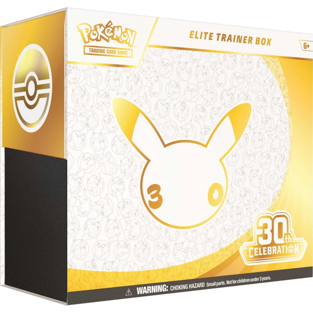 Pokémon TCG 30th Celebration Elite Trainer Box angled front view