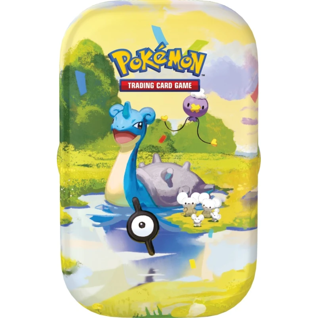 Pokémon TCG 30th Celebration Mini Tin Day design featuring Lapras and Drifloon