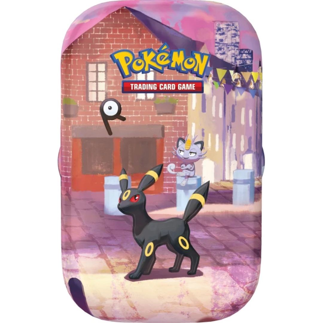Pokémon TCG 30th Celebration Mini Tin Night design featuring Umbreon and Meowth