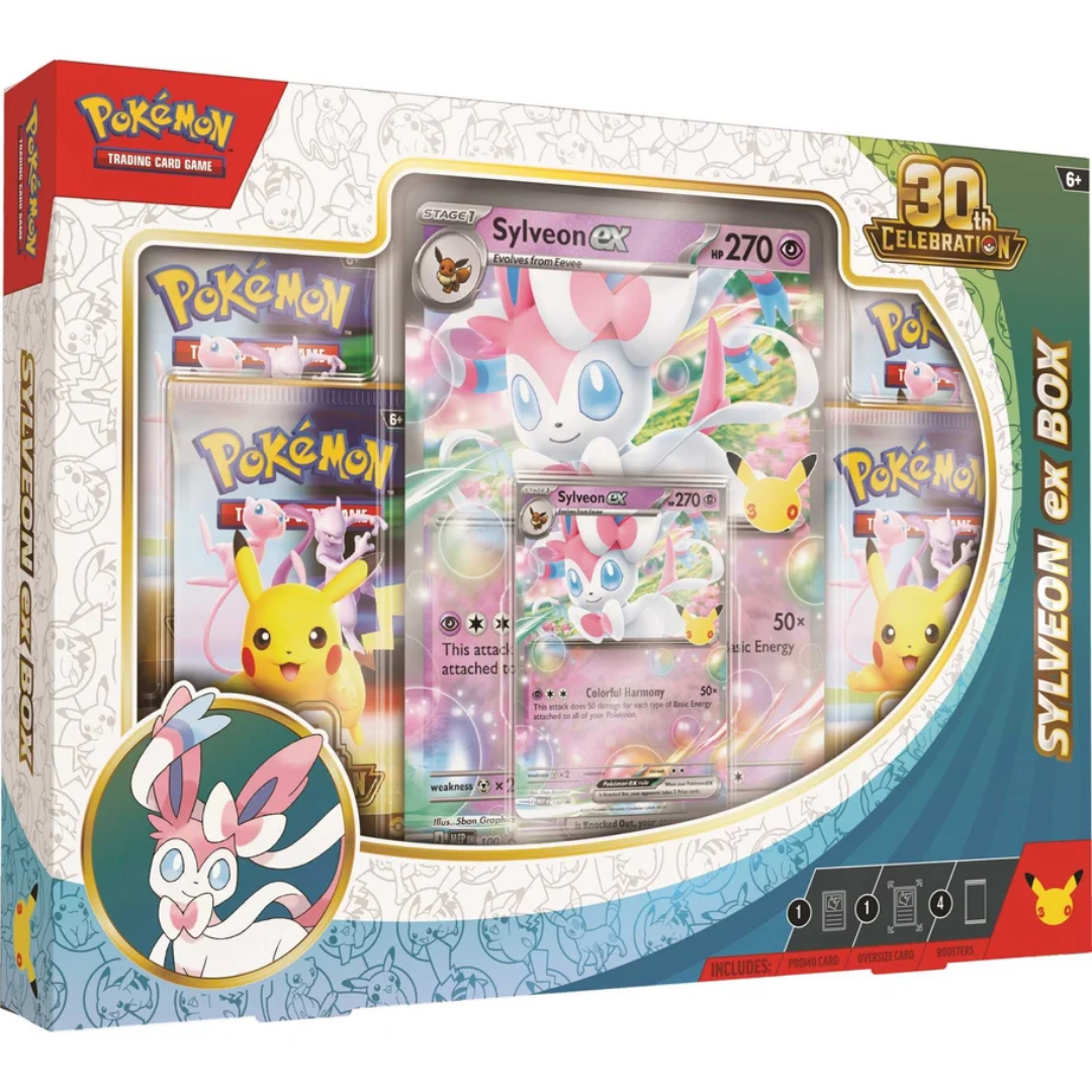 Pokémon TCG 30th Celebration Sylveon ex Box angled view