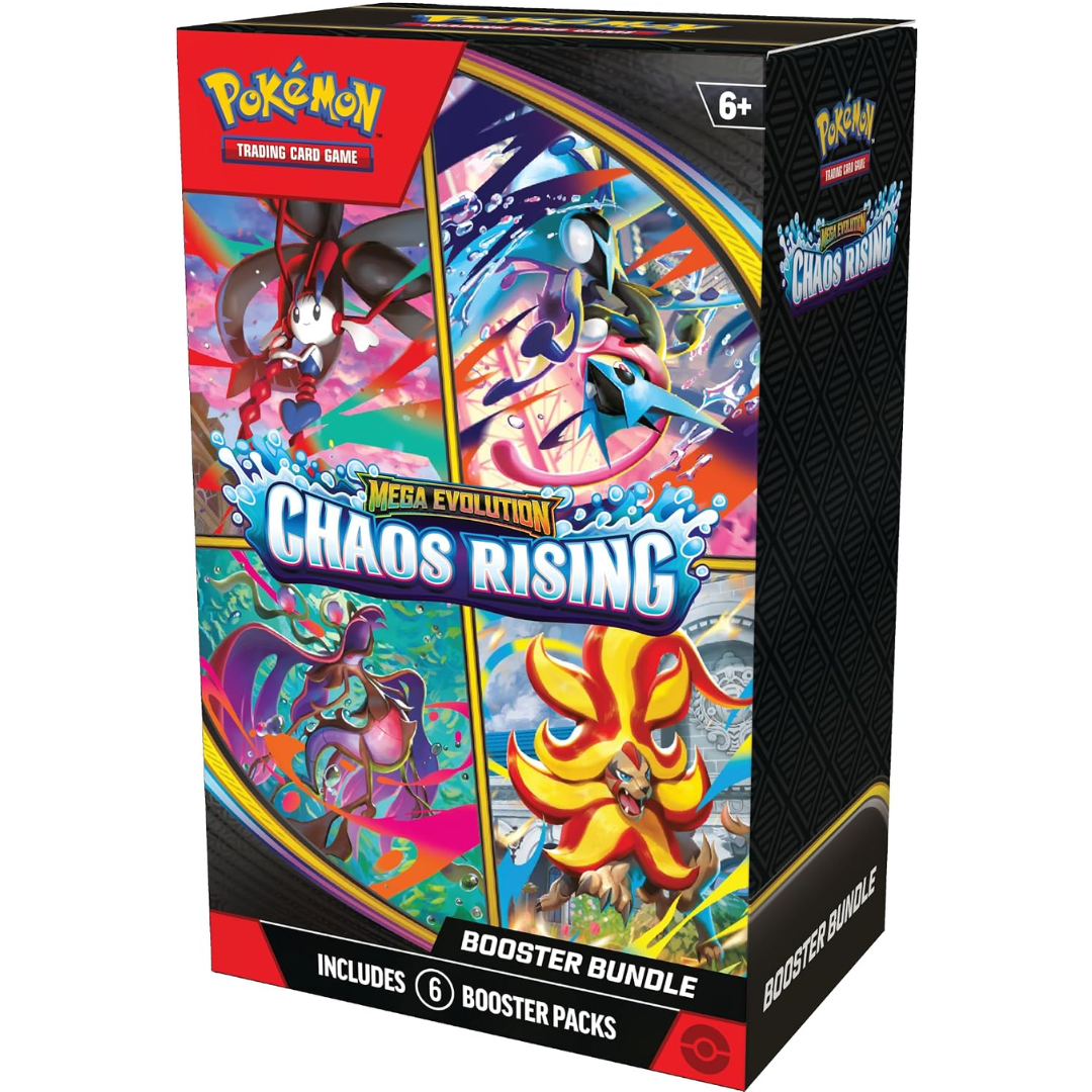 Pokémon TCG Mega Evolution Chaos Rising Booster Bundle side view