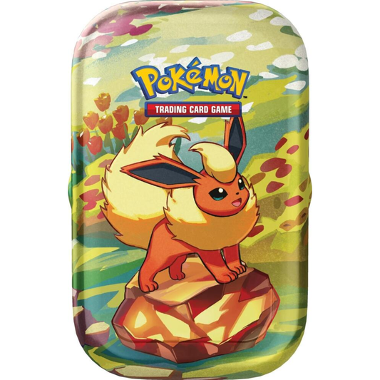 Prismatic Evolutions Mini Tin Flareon sealed Pokémon TCG product